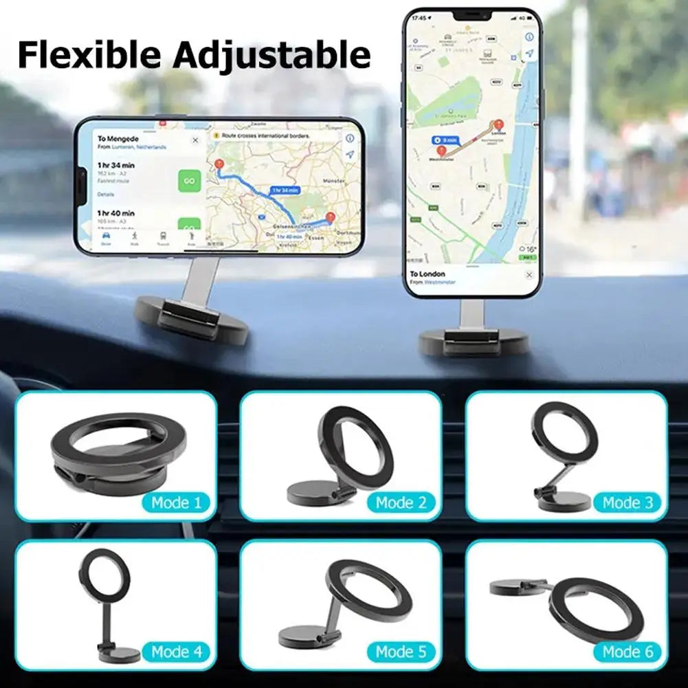 Car Magnetic Folding Phone Holder 360 Degree Rotation Phone Mount Suction Cup Car Navigation Phone Holder Antishake Bracket