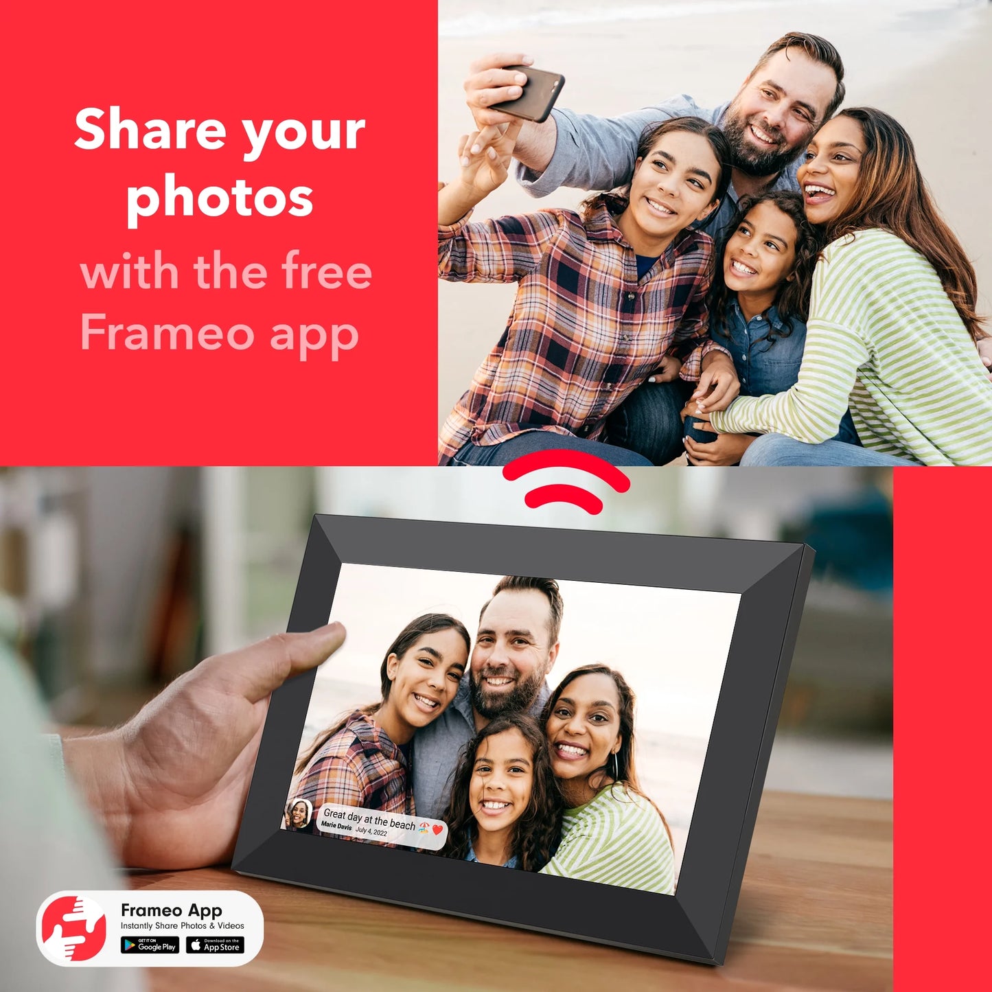 ONN 7” Wi-Fi Digital Picture Frame | Send Photos & Videos Instantly via the Free Frameo App,100096732