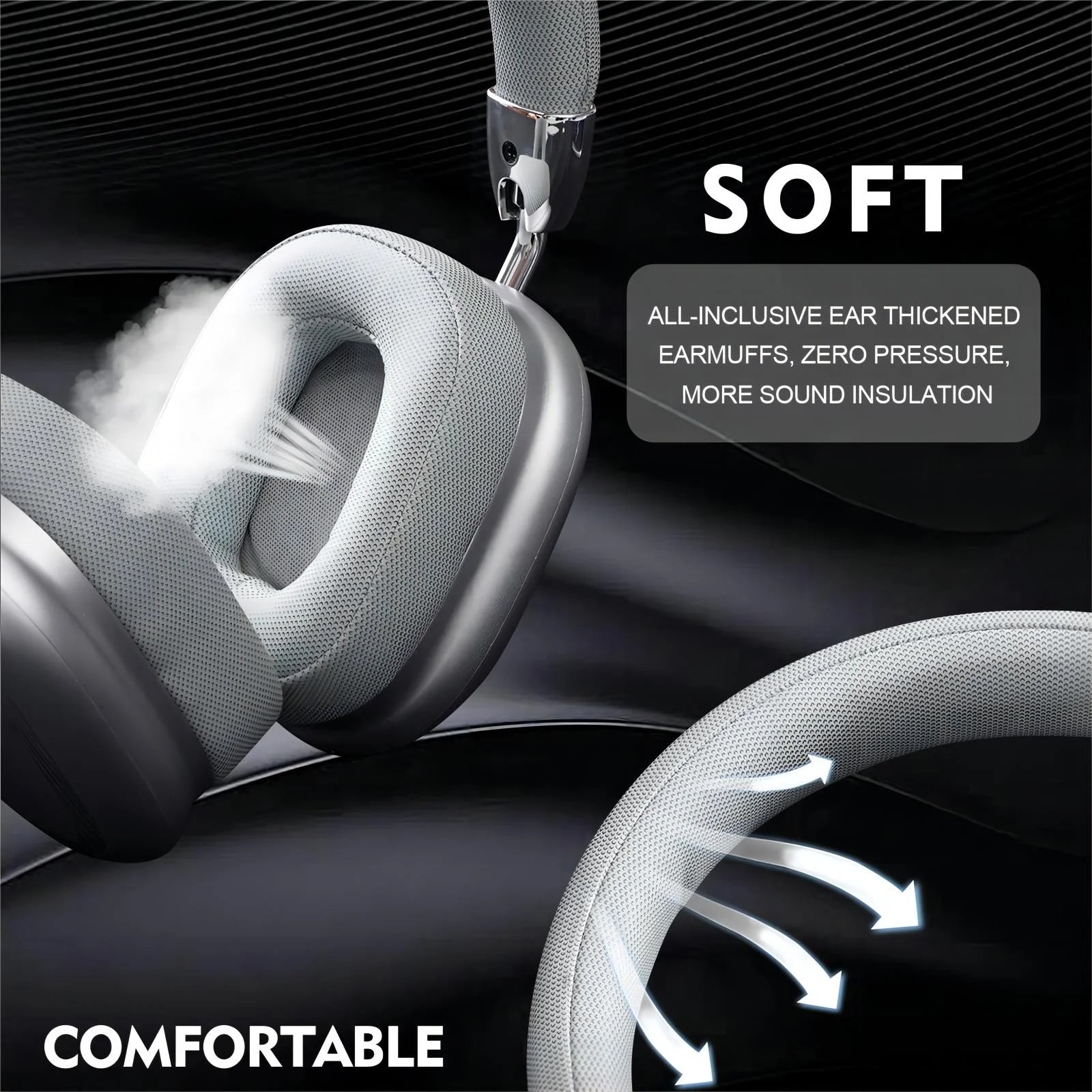 Wireless Headphones Bluetooth,Over Ear Headphones with Microphones for Ios/Android,Silver