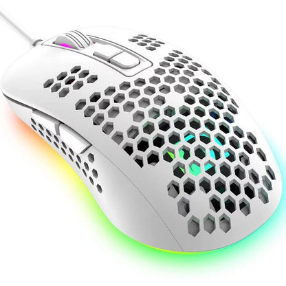 Mini Ultralight Wired Gaming Mouse,4 Kinds RGB Backlit,Lightweight Honeycomb Shell Mice for PC Gamers,Xbox,Ps4(White)