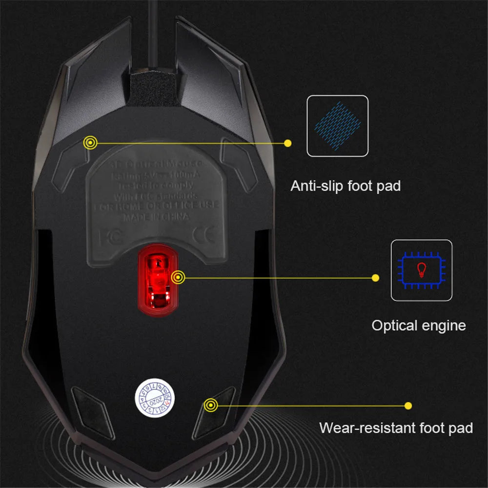 E-Sports USB Wired Mouse Colorful LED Gaming Mouse 5000 DPI Wired Mice Optical Wired Gamer Mouse for Desktop Laptop PC Computer