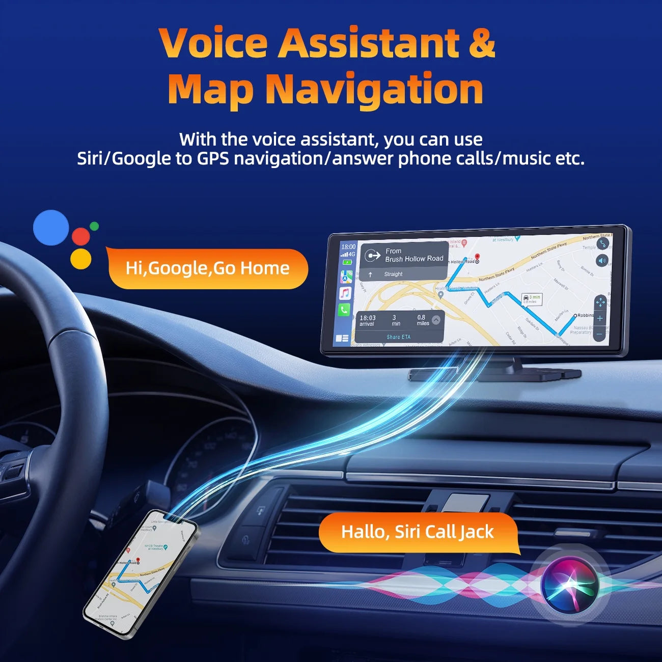 9.26" Touchscreen Wireless Car Stereo Car Radio Receiver GPS Navigation Audio with Apple Carplay Android Auto Support Backup Camera Airplay