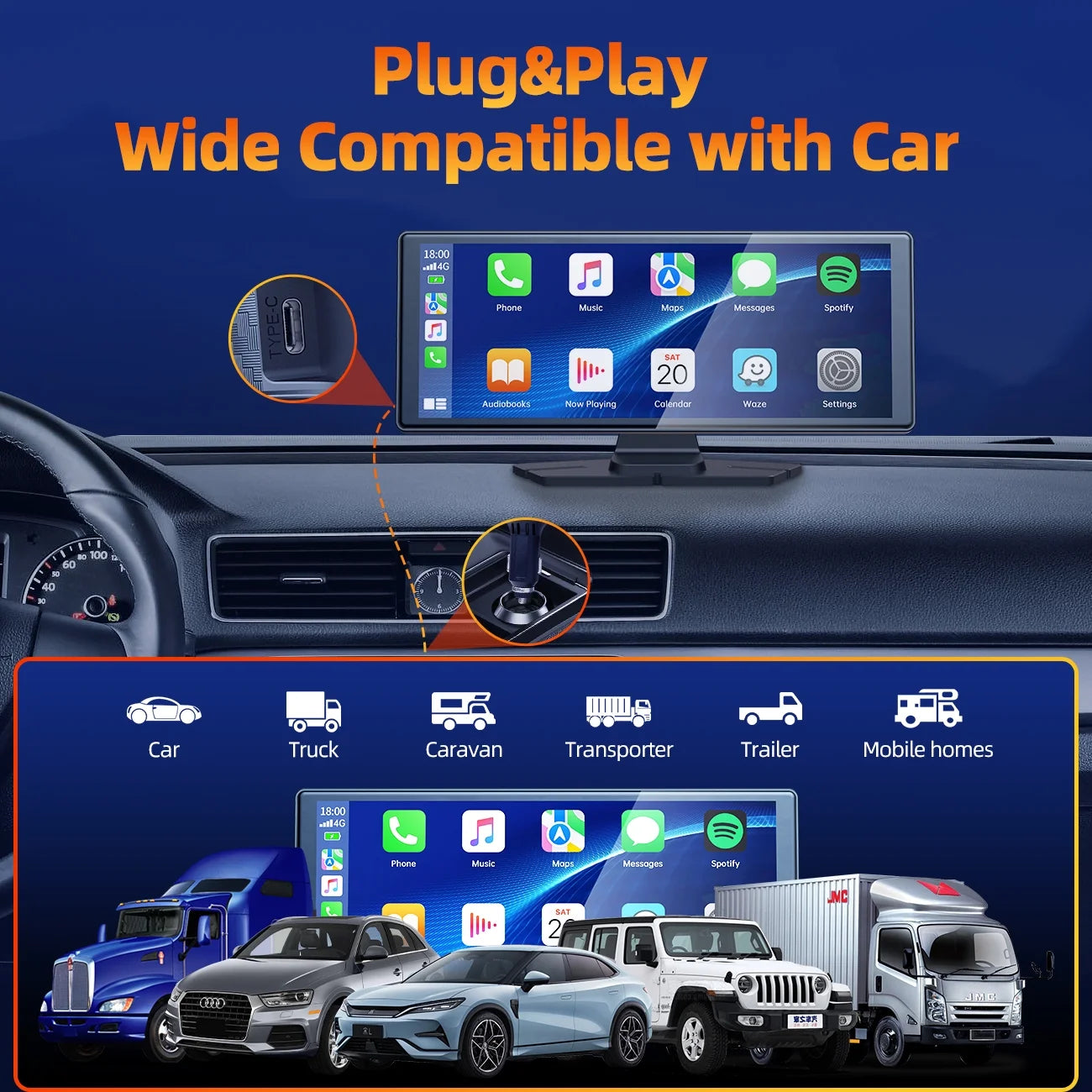 9.26" Touchscreen Wireless Car Stereo Car Radio Receiver GPS Navigation Audio with Apple Carplay Android Auto Support Backup Camera Airplay