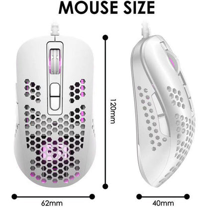 Mini Ultralight Wired Gaming Mouse,4 Kinds RGB Backlit,Lightweight Honeycomb Shell Mice for PC Gamers,Xbox,Ps4(White)